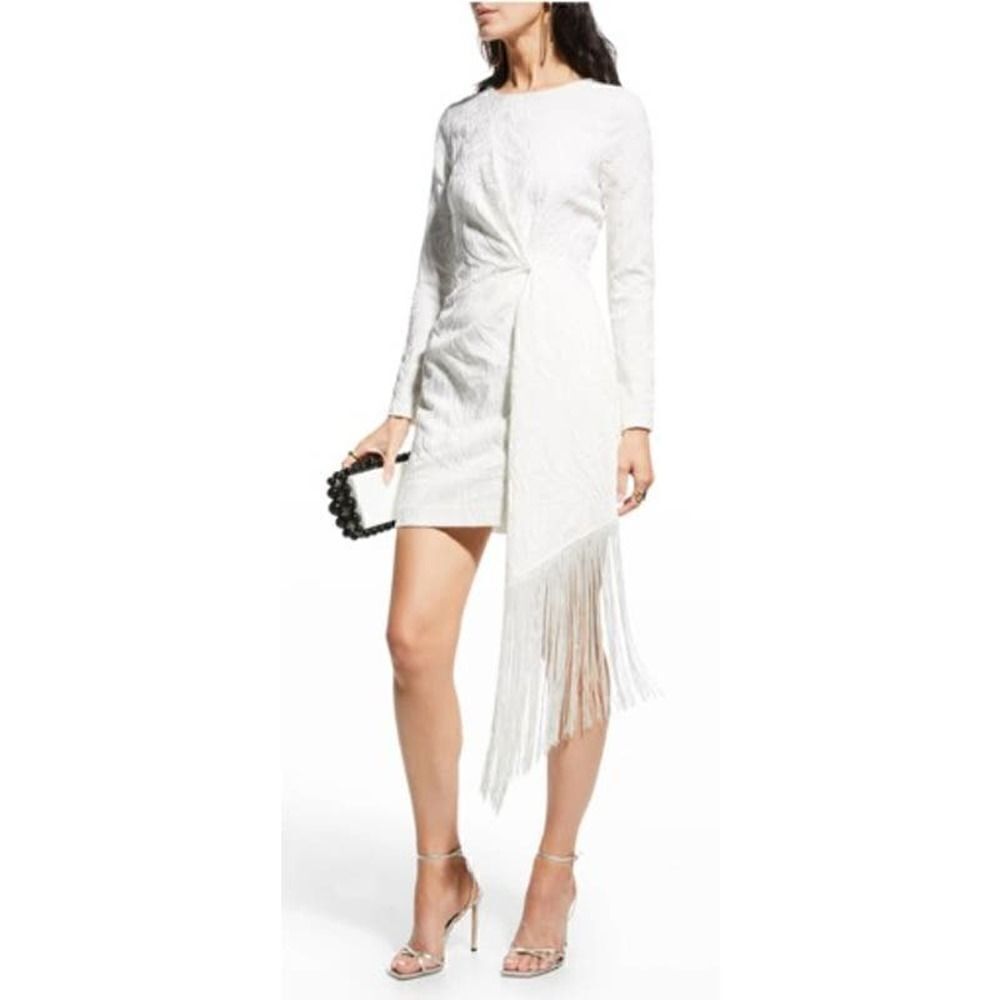 One33 Social Light Ivory Fringe Jacquard Dress NWT Sz. 6